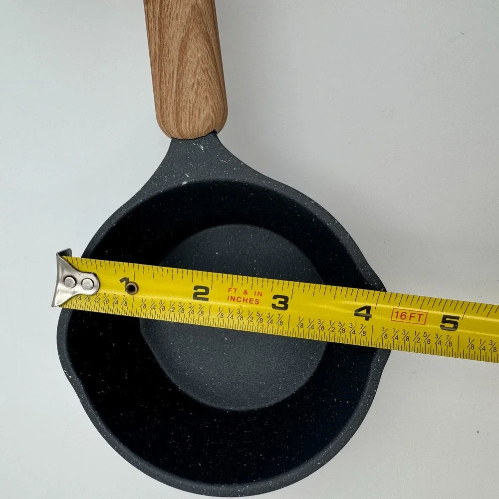 Camping Cooking‎ Pot 4.5in Nonstick Camp Saucepan Wood Handle Outdoor NEW